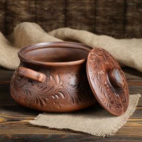 

Пельменница "Декор", с ручками, красная глина, 2 л