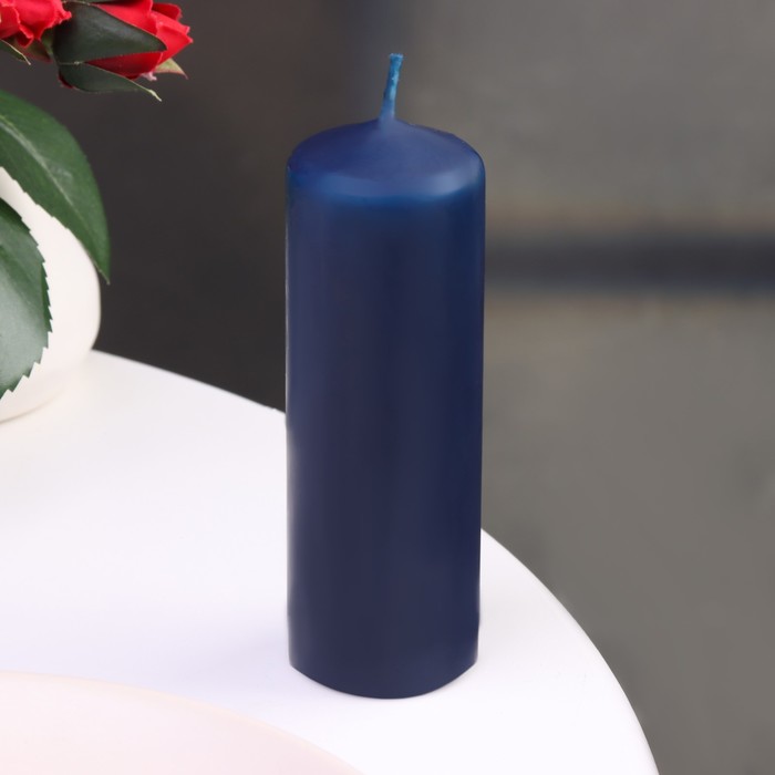Свеча - цилиндр, 4×10, 15 ч, лазурь