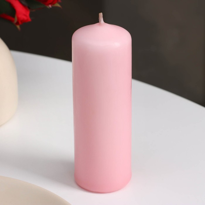 Свеча - цилиндр, 4×10, 15 ч, светло-розовая