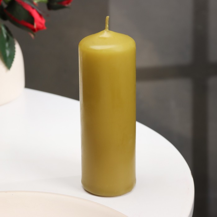 Свеча - цилиндр, 4×10, 15 ч, оливковая