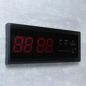 

Часы настенные электронные, с термометром и календарём, 19 х 3 х 48 см, от сети 220 Вт, USB