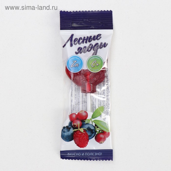 фото Леденец «петушок» с витамином с со вкусом лесных ягод, 17 г гуслица