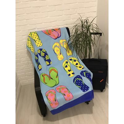 Полотенце пляжное махровое ПАВЛИНА Сланцы голубые 70х140 см, хлопок 100%