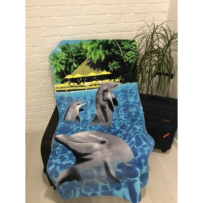 Полотенце пляжное махровое ПАВЛИНА Дельфины 70х140 см, хлопок 100%