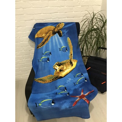 Полотенце пляжное махровое ПАВЛИНА Морские черепахи 70х140 см, хлопок 100%