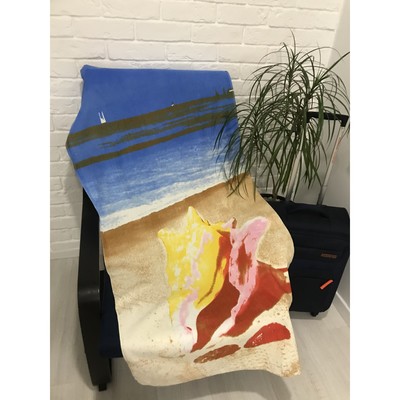 Полотенце пляжное махровое ПАВЛИНА Ракушки 70х140 см, хлопок 100%