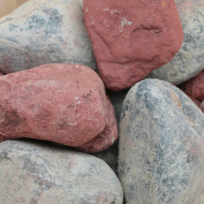 Камень для бани "Дуэт" яшма 10кг, серпентинит 10 кг, обвалованный