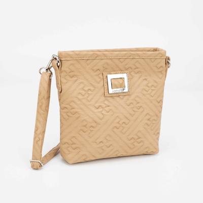 Сумка женская, 2 отдела на молнии, наружный карман, длинный ремень, цвет бежевый