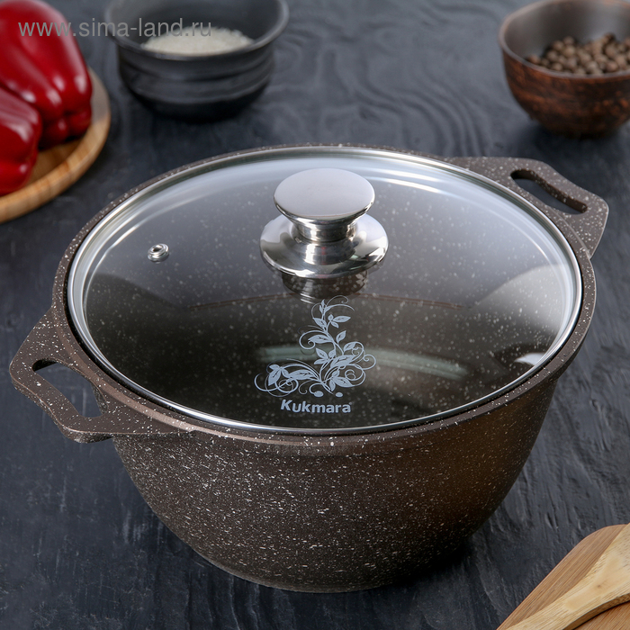 

Кастрюля Marble Induction, 3 л, стеклянная крышка, антипригарное покрытие, цвет кофейный мрамор