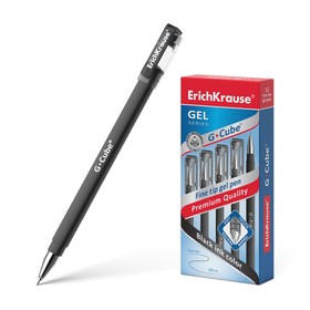 Ручка гелевая Erich Krause G-Cube, узел Fine tip 0.5 мм, чернила чёрные, с покрытием Soft Touch с квадратным сечением корпуса, длина линии письма 500 метров