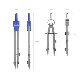 Готовальня Erich Krause University, 5 предметов, 140 мм, металлический циркуль с одной сгибаемой ножкой и максимальным радиусом 21.8 см, кронциркуль, от Сима-ленд