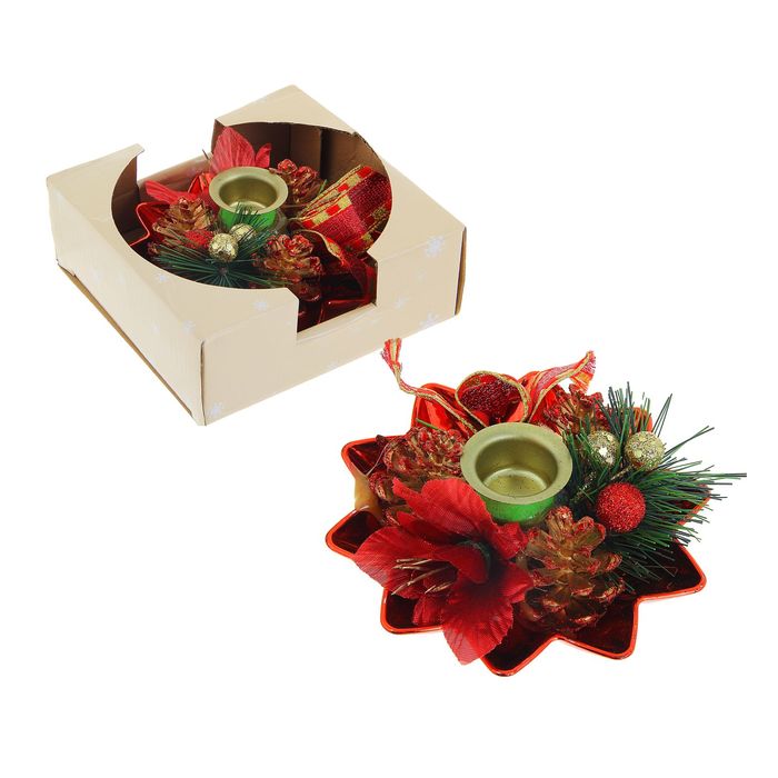 Подсвечник на одну свечу "Красные лепестки"