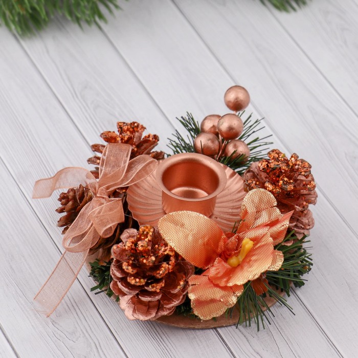 Подсвечник на одну свечу "Бронзовый бантик"