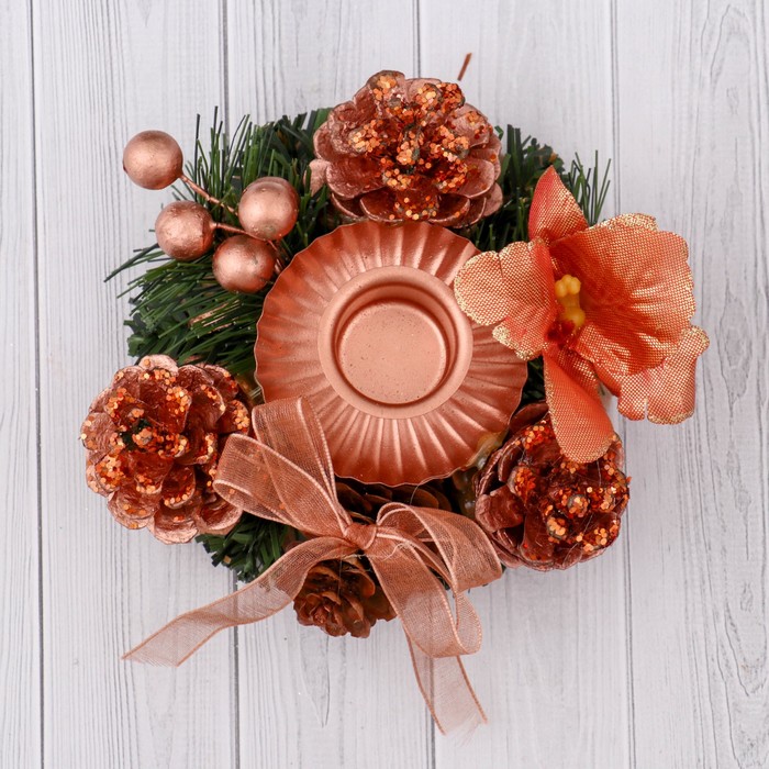 Подсвечник на одну свечу "Бронзовый бантик"