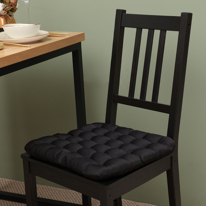 фото Подушка на стул уют черный 40х40см лузга гречихи, грета хл35%, пэ65% smart textile