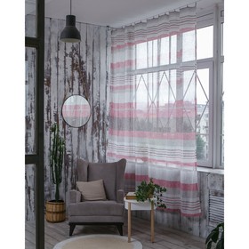 

Штора портьерная «Этель» 260×260 см, Меланж розовый (горизонтальная полоса) б/утяжелителя