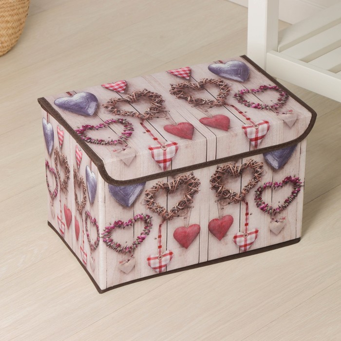 Короб для хранения с крышкой «Сердца», 37×24×24 см