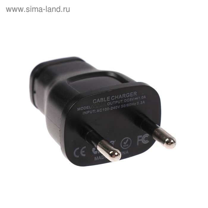 фото Сетевое зарядное устройство luazon lpa-18, usb, 1 а, чёрное luazon home