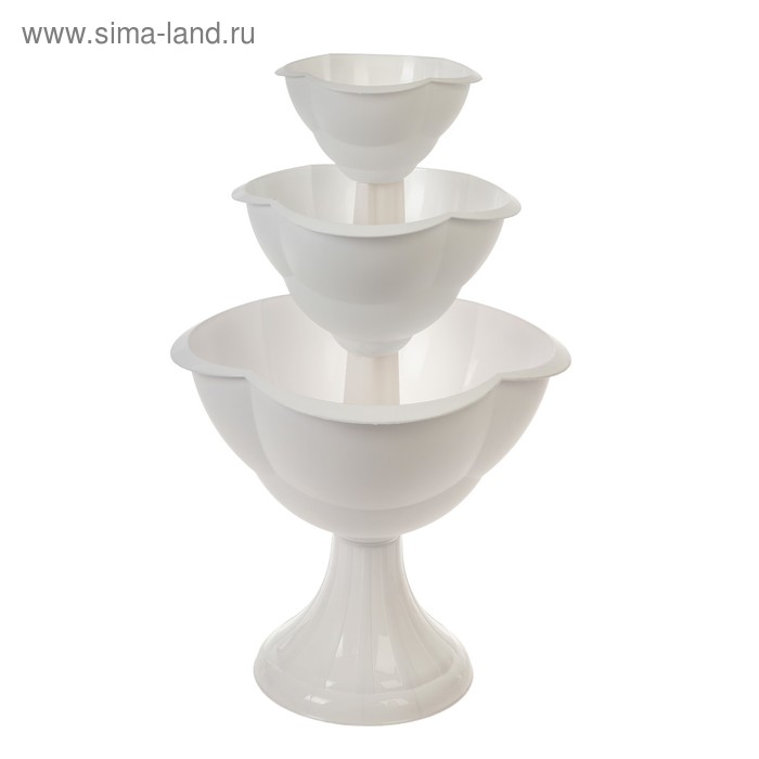 

Клумба пластиковая, 3 яруса, d = 27–40–55 см, h = 90 см, белая, «Водопад»