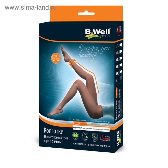 

Колготки компрессионные прозрачные B.Well JW-321, 2 класс, размер 5, цвет Daino