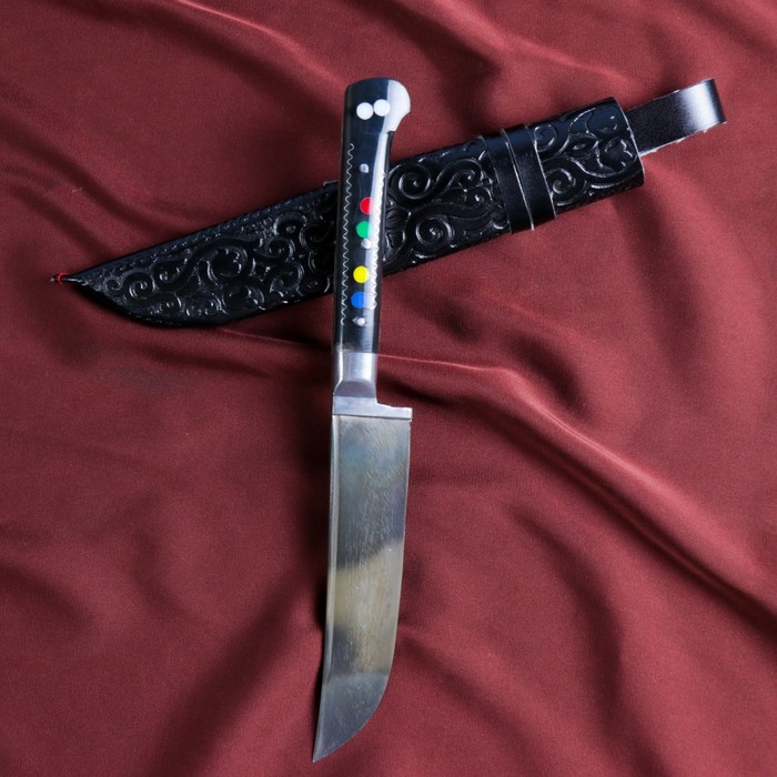 Нож Пчак Шархон - оргстекло, ёрма, гарда олово ШХ-15, клинок 11-12 см