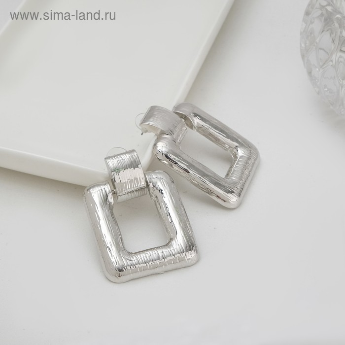 

Серьги металл "Эстетика" гладкие, цвет серебро