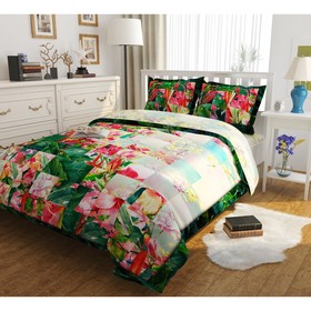 

КПБ «Цветочная фантазия» 2 сп, размер 200 × 220 см, 175 × 210 см, 50 × 70 см - 2 шт.