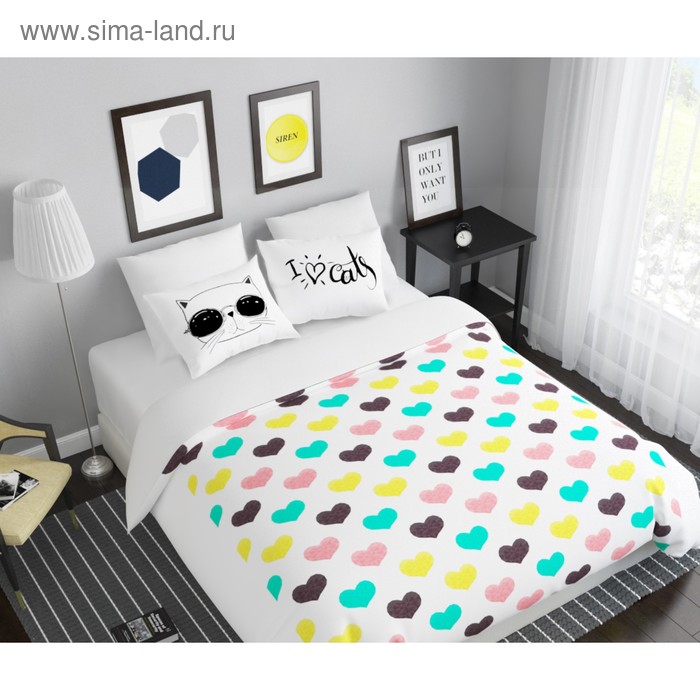 КПБ Люблю котов дуэт размер 220 240 см 145 210 см - 2 шт 50 70 см - 2 шт 2741₽