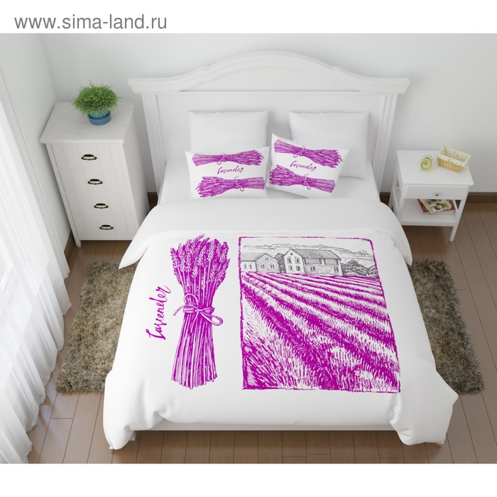 КПБ «Лавандовый прованс» дуэт, размер 220 × 240 см, 145 × 210 см - 2 шт., 50 × 70 см - 2 шт.