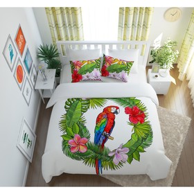 

КПБ «Попугай в тропиках» евро, размер 220 × 240 см, 200 × 220 см, 50 × 70 см - 2 шт.