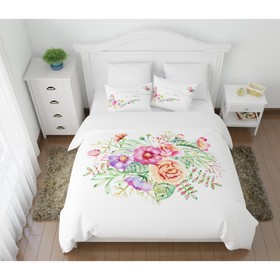 

КПБ «Вальс цветов» евро, размер 220 × 240 см, 200 × 220 см, 50 × 70 см - 2 шт.