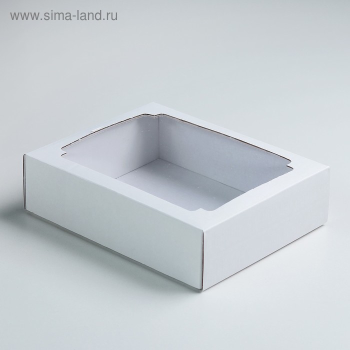 Коробка сборная без печати крышка-дно белая с окном 18 х 15 х 5 см коробка сборная крышка дно с окном акварельные цветы 18 х 15 х 5 см