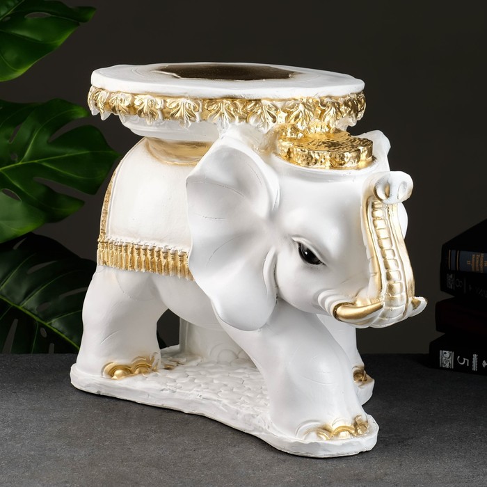 фото Фигура - подставка "слон звезда" бело-золотой, 45×28×33см хорошие сувениры