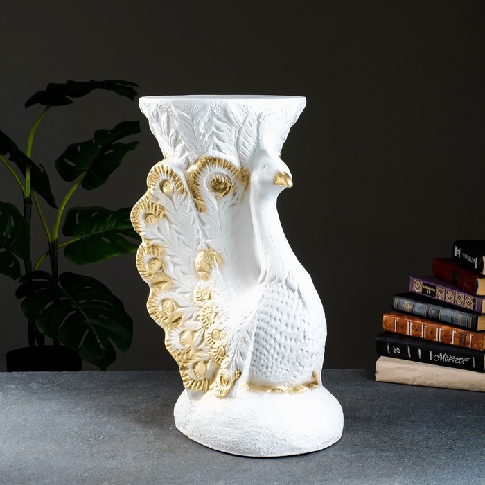 фото Фигура - подставка "жар птица" белое золото 39х32х52см хорошие сувениры