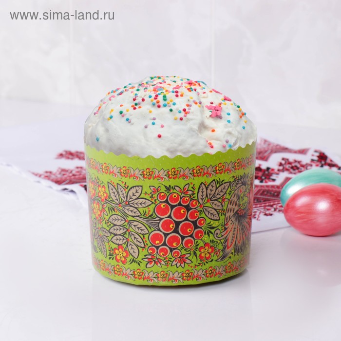 

Форма бумажная для кулича "Хохлома" 124 х 100 мм, МИКС