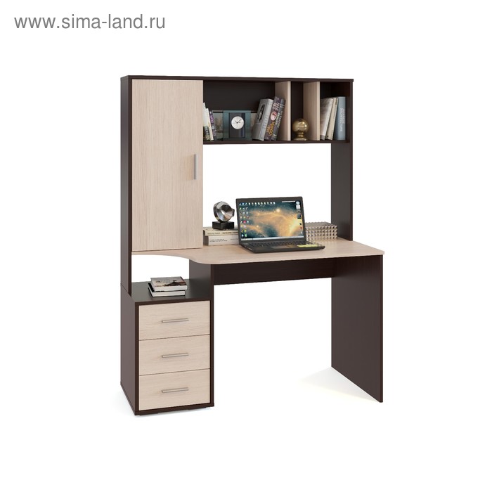 Компьютерный стол, 1200 × 600 × 1600 мм, цвет венге / белёный дуб