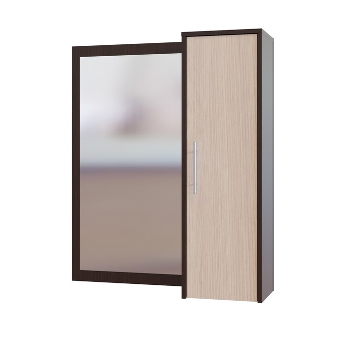 Настенное зеркало, 900 × 287 × 1044 мм, цвет корпус венге / фасад белёный дуб