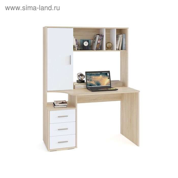 Компьютерный стол, 1200 × 600 × 1600 мм, цвет дуб сонома / белый стол с полками 600 × 600 × 850 мм цвет белый дуб сонома
