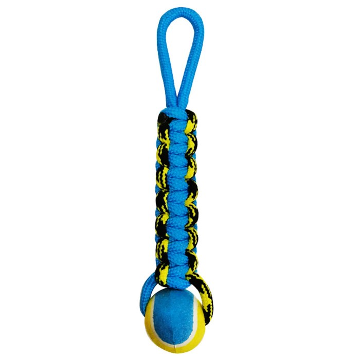 цена Игрушка Petpark Плетенка для собак, с теннисным мячом и петлей, 8 см