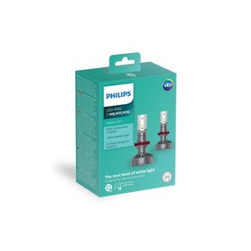 

Лампа светодиодная PHILIPS 12 В, H11 /H8 /H16,15 Вт, 6200 К, Ultinon LED, набор 2 шт