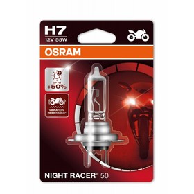 

Лампа для мотоциклов OSRAM, 12 В, H7, 55 Вт, Night Racer, +50% света, 1 шт, блистер