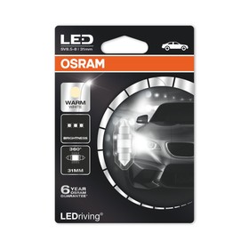 

Лампа светодиодная OSRAM 12 В, SV8,5-31/10, 1,0 Вт, 4000К, Warm White, 1 шт