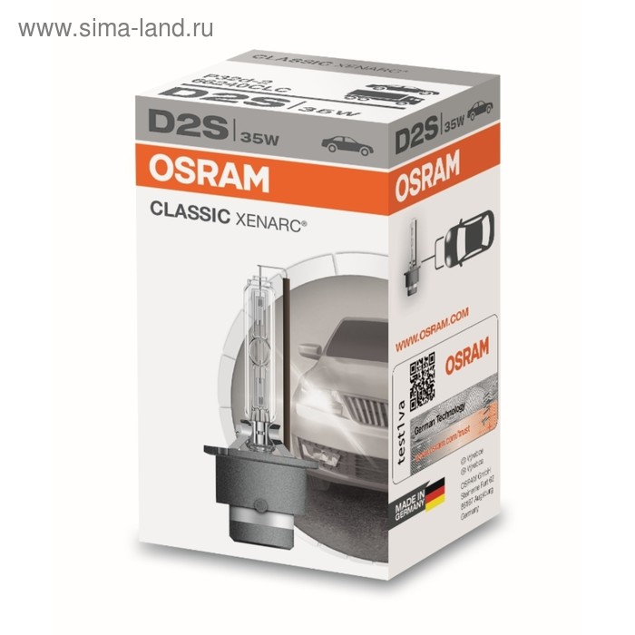 фото Лампа ксеноновая osram, d2s, 85v-35w вт, 4200k, xenarc classic