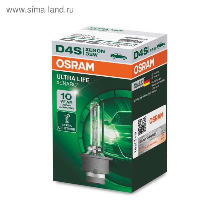 

Лампа ксеноновая Osram, D4S, 42V-35 Вт, 4350K, Xenarc Ultra Life
