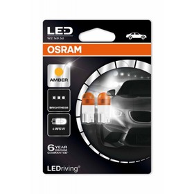

Лампа светодиодная OSRAM 12 В, WY5W, 1,0 Вт, Amber LEDriving premium, набор 2шт