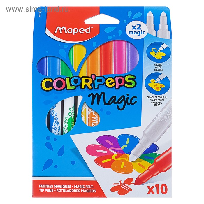 Фломастеры 10 цветов, Maped Color Peps MAGIC, меняющие цвет фломастеры 18 цветов maped color peps ocean смываемые европодвес