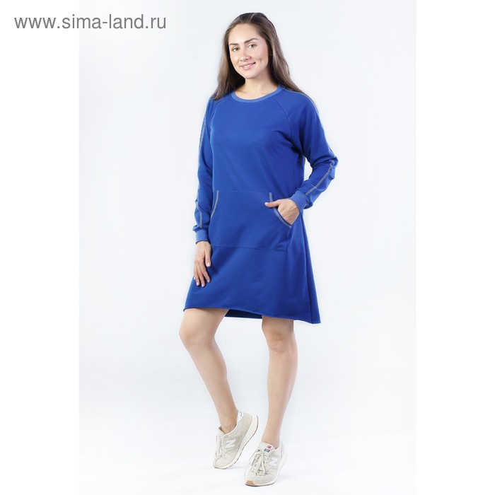 Платье-толстовка, размер 48, цвет синий