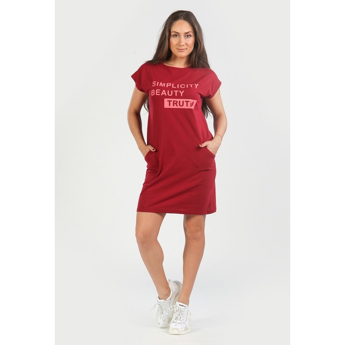 Платье-футболка, размер 44, цвет бордовый