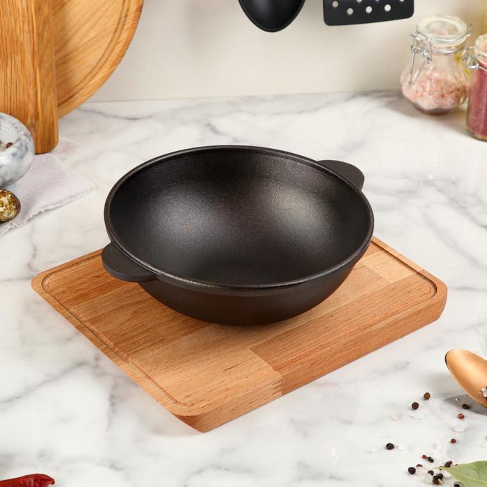 фото Сковорода чугунная wok "хорека" с подставкой, 180 х 63 мм, тм brizoll