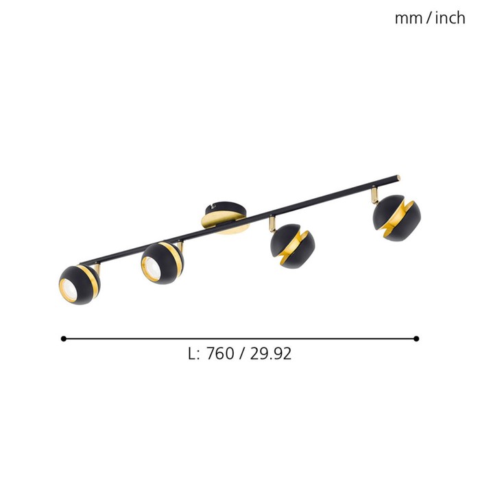 

Светильник NOCITO 4x3,3Вт GU10 черный, золото